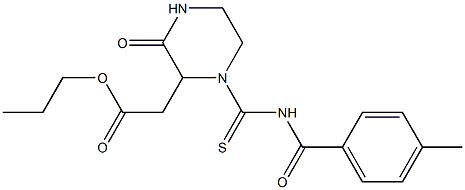 propyl 2-(1-{[(4-methylbenzoyl)amino]carbothioyl}-3-oxo-2-piperazinyl)acetate 结构式