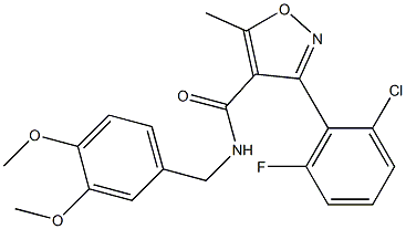 3-(2-chloro-6-fluorophenyl)-N-(3,4-dimethoxybenzyl)-5-methyl-4-isoxazolecarboxamide 结构式