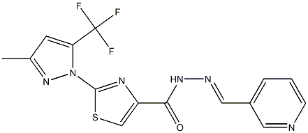 2-[3-methyl-5-(trifluoromethyl)-1H-pyrazol-1-yl]-N'-[(E)-3-pyridinylmethylidene]-1,3-thiazole-4-carbohydrazide 结构式