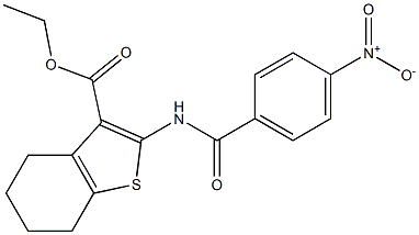 ethyl 2-[(4-nitrobenzoyl)amino]-4,5,6,7-tetrahydro-1-benzothiophene-3-carboxylate 结构式