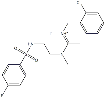 (2-chlorophenyl)-N-{(E)-1-[(2-{[(4-fluorophenyl)sulfonyl]amino}ethyl)(methyl)amino]ethylidene}methanaminium iodide 结构式