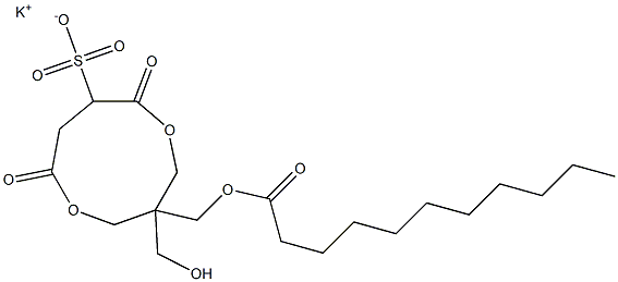 1-(Undecanoyloxymethyl)-1-(hydroxymethyl)-4,7-dioxo-3,8-dioxacyclononane-6-sulfonic acid potassium salt 结构式