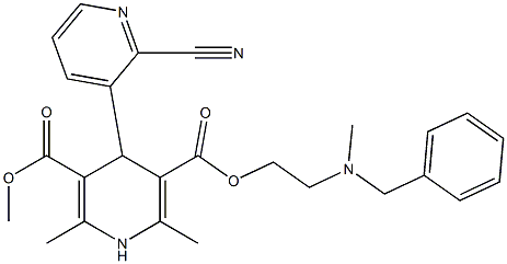 4-(2-Cyanopyridin-3-yl)-1,4-dihydro-2,6-dimethylpyridine-3,5-dicarboxylic acid 3-methyl 5-[2-(N-methyl-N-benzylamino)ethyl] ester 结构式