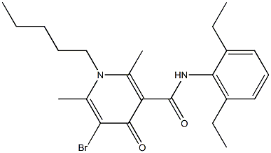 N-(2,6-Diethylphenyl)-1,4-dihydro-2,6-dimethyl-5-bromo-4-oxo-1-pentyl-3-pyridinecarboxamide 结构式