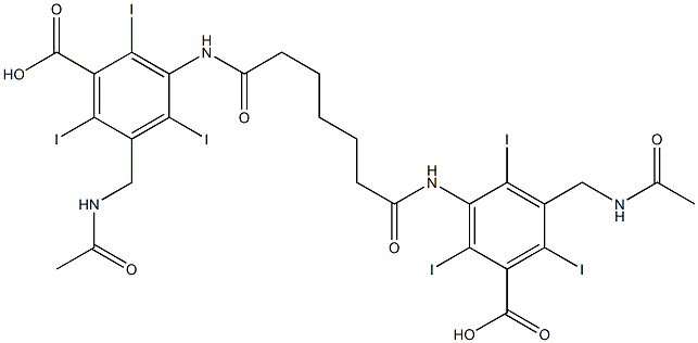 3,3'-(Pimeloyldiimino)bis[5-(acetylaminomethyl)-2,4,6-triiodobenzoic acid] 结构式