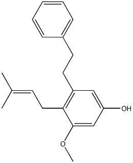 4-(3-Methyl-2-butenyl)-5-(2-phenylethyl)-3-methoxyphenol 结构式