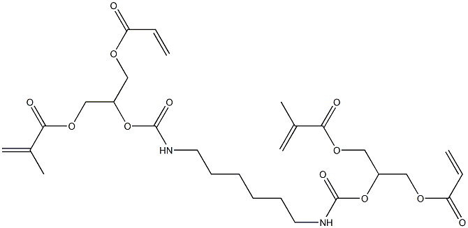 2,2'-(Hexane-1,6-diyl)bis(iminocarbonyloxy)bis(propane-1,3-diol 1-methacrylate 3-acrylate) 结构式