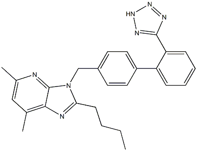 2-Butyl-5,7-dimethyl-3-[[2'-(2H-tetrazol-5-yl)-1,1'-biphenyl-4-yl]methyl]-3H-imidazo[4,5-b]pyridine 结构式