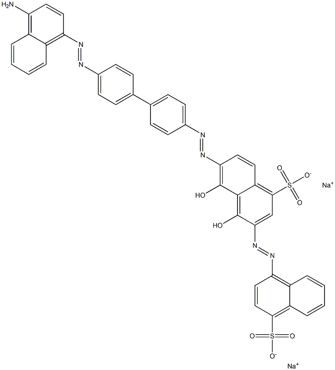 7'-[[4'-[(4-Amino-1-naphthalenyl)azo]-1,1'-biphenyl-4-yl]azo]-1',8'-dihydroxy[1,2'-azobisnaphthalene]-4,4'-disulfonic acid disodium salt 结构式