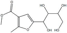 2-Methyl-5-(1,2,3,4-tetrahydroxybutyl)-3-furancarboxylic acid methyl ester 结构式