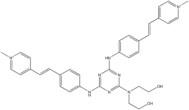 1,1'-Dimethyl[4,4'-[6-[bis(2-hydroxyethyl)amino]-1,3,5-triazine-2,4-diyl]bis[imino(1,4-phenylene)vinylene]dipyridinium] 结构式