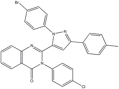 3-(4-Chlorophenyl)-2-[3-(4-methylphenyl)-1-(4-bromophenyl)-1H-pyrazol-5-yl]quinazolin-4(3H)-one 结构式