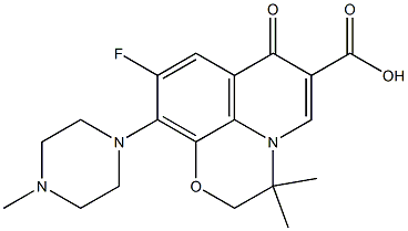 3,3-Dimethyl-9-fluoro-7-oxo-10-(4-methylpiperazin-1-yl)-2,3-dihydro-7H-pyrido[1,2,3-de]-1,4-benzoxazine-6-carboxylic acid 结构式