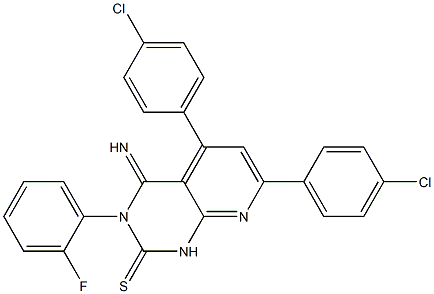 3,4-Dihydro-3-(2-fluorophenyl)-4-imino-5-(4-chlorophenyl)-7-(4-chlorophenyl)pyrido[2,3-d]pyrimidine-2(1H)-thione 结构式
