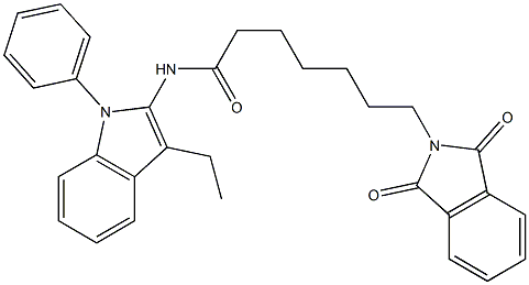 N-(1-Phenyl-3-ethyl-1H-indol-2-yl)-7-(1,3-dioxoisoindolin-2-yl)heptanamide 结构式