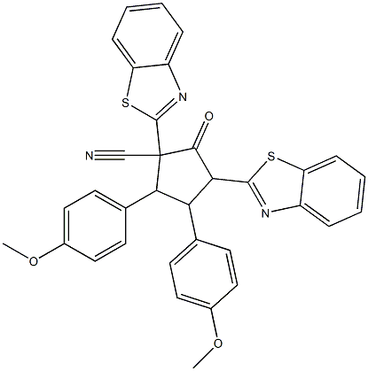 1,3-Bis(benzothiazol-2-yl)-2-oxo-4,5-bis(4-methoxyphenyl)cyclopentane-1-carbonitrile 结构式