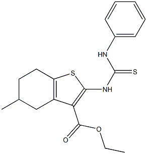 4,5,6,7-Tetrahydro-2-(3-phenylthioureido)-5-methylbenzo[b]thiophene-3-carboxylic acid ethyl ester 结构式
