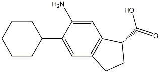 (1R)-6-Amino-5-cyclohexylindane-1-carboxylic acid 结构式