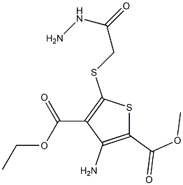 3-Amino-5-[(2-hydrazino-2-oxoethyl)thio]thiophene-2,4-dicarboxylic acid 4-ethyl 2-methyl ester 结构式