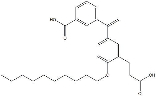 2-(Decyloxy)-5-[1-(3-carboxyphenyl)ethenyl]benzenepropanoic acid 结构式