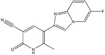 2-[(3-Cyano-6-methyl-1,2-dihydro-2-oxopyridin)-5-yl]-6-fluoroimidazo[1,2-a]pyridine 结构式