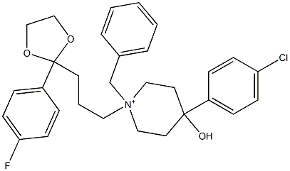 1-Benzyl-4-(p-chlorophenyl)-1-[4,4-(ethylenebisoxy)-4-(p-fluorophenyl)butyl]-4-hydroxypiperidinium 结构式