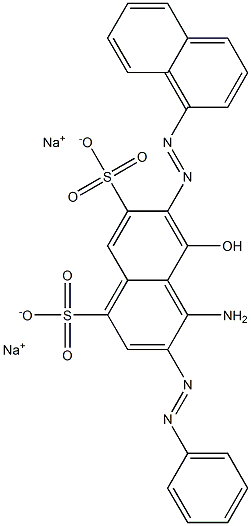 4-Amino-5-hydroxy-6-[(1-naphthalenyl)azo]-3-(phenylazo)naphthalene-1,7-disulfonic acid disodium salt 结构式