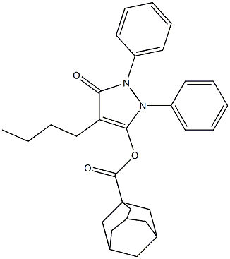 1-Adamantanecarboxylic acid 4-butyl-5-oxo-1,2-diphenyl-3-pyrazolin-3-yl ester 结构式