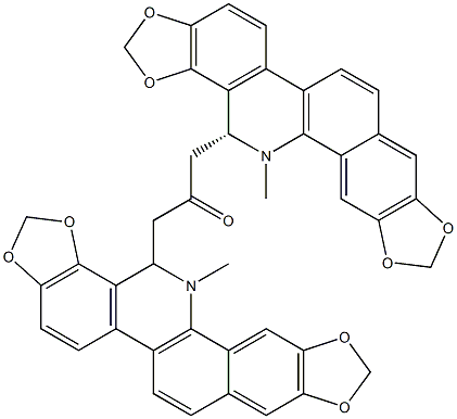 1,3-Bis[(14R)-13,14-dihydro-13-methyl[1,3]benzodioxolo[5,6-c]-1,3-dioxolo[4,5-i]phenanthridin-14-yl]-2-propanone 结构式
