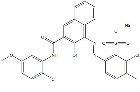 2-Chloro-3-ethyl-6-[[3-[[(2-chloro-5-methoxyphenyl)amino]carbonyl]-2-hydroxy-1-naphtyl]azo]benzenesulfonic acid sodium salt 结构式