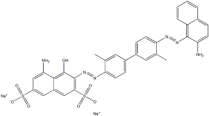 5-Amino-3-[[4'-[(2-amino-1-naphthalenyl)azo]-3,3'-dimethyl-1,1'-biphenyl-4-yl]azo]-4-hydroxynaphthalene-2,7-disulfonic acid disodium salt 结构式