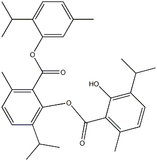 3-Isopropyl-6-methyl-2-(2-hydroxy-3-isopropyl-6-methylbenzoyloxy)benzoic acid (2-isopropyl-5-methylphenyl) ester 结构式