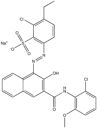 2-Chloro-3-ethyl-6-[[3-[[(2-chloro-6-methoxyphenyl)amino]carbonyl]-2-hydroxy-1-naphtyl]azo]benzenesulfonic acid sodium salt 结构式