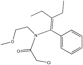 N-(1-Phenyl-2-ethyl-1-butenyl)-N-(2-methoxyethyl)-2-chloroacetamide 结构式