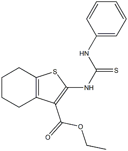 2-(3-Phenylthioureido)-4,5,6,7-tetrahydrobenzo[b]thiophene-3-carboxylic acid ethyl ester 结构式