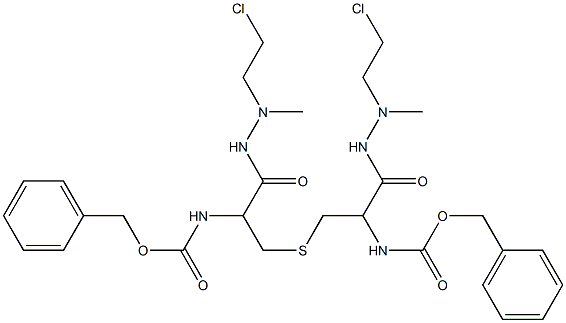 3,3'-Thiobis[N'-(2-chloroethyl)-N'-methyl-2-benzyloxycarbonylaminopropionic acid hydrazide] 结构式