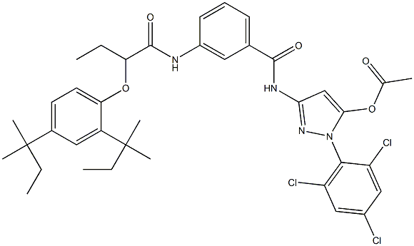 1-(2,4,6-Trichlorophenyl)-3-[3-[2-(2,4-di-tert-amylphenoxy)butanoylamino]benzoylamino]-5-acetoxy-1H-pyrazole 结构式