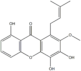 1-(3-Methyl-2-butenyl)-2-methoxy-3,4,8-trihydroxy-9H-xanthene-9-one 结构式