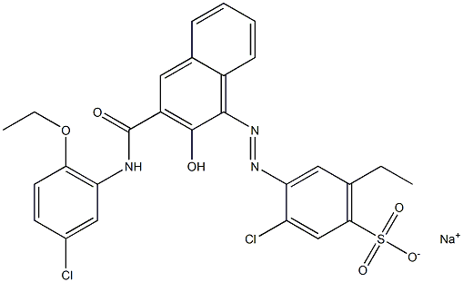 3-Chloro-6-ethyl-4-[[3-[[(3-chloro-6-ethoxyphenyl)amino]carbonyl]-2-hydroxy-1-naphtyl]azo]benzenesulfonic acid sodium salt 结构式