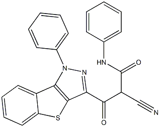 2-Cyano-3-oxo-3-[(1-phenyl-1H-[1]benzothieno[3,2-c]pyrazol)-3-yl]-N-phenylpropanamide 结构式