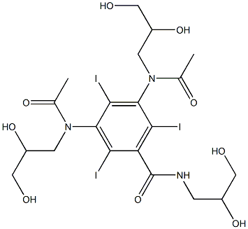 3,5-Bis[acetyl(2,3-dihydroxypropyl)amino]-N-(2,3-dihydroxypropyl)-2,4,6-triiodobenzamide 结构式
