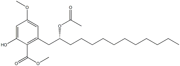 2-Hydroxy-4-methoxy-6-[(2R)-2-acetoxytridecyl]benzoic acid methyl ester 结构式