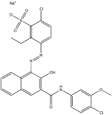 2-Chloro-6-ethyl-5-[[3-[[(4-chloro-3-methoxyphenyl)amino]carbonyl]-2-hydroxy-1-naphtyl]azo]benzenesulfonic acid sodium salt 结构式