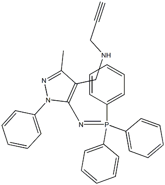 3-Methyl-1-phenyl-4-[(2-propynylamino)methyl]-5-[(triphenylphosphoranylidene)amino]-1H-pyrazole 结构式