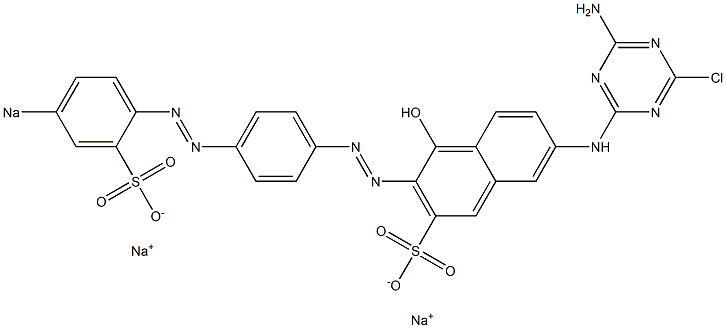 7-(4-Amino-6-chloro-1,3,5-triazin-2-ylamino)-4-hydroxy-3-[4-(4-sodiosulfophenylazo)phenylazo]-2-naphthalenesulfonic acid sodium salt 结构式