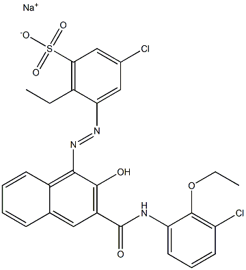 3-Chloro-6-ethyl-5-[[3-[[(3-chloro-2-ethoxyphenyl)amino]carbonyl]-2-hydroxy-1-naphtyl]azo]benzenesulfonic acid sodium salt 结构式