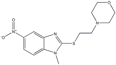 1-Methyl-2-[(2-morpholinoethyl)thio]-5-nitro-1H-benzimidazole 结构式