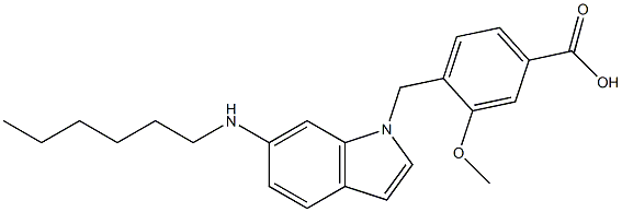 4-[6-Hexylamino-1H-indol-1-ylmethyl]-3-methoxybenzoic acid 结构式