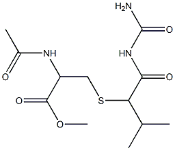 2-(Acetylamino)-3-[(1-allophanoyl-2-methylpropyl)thio]propionic acid methyl ester 结构式