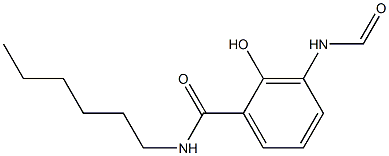 2-Hydroxy-3-formylamino-N-hexylbenzamide 结构式